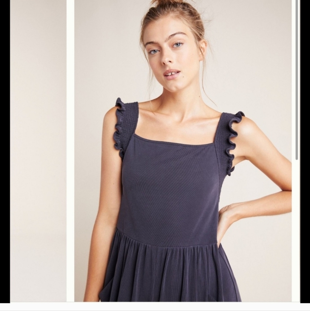 Stylish Billie Cupro Black Jumpsuit with Ruffle Straps From  Anthropologie - Picture 3 of 11